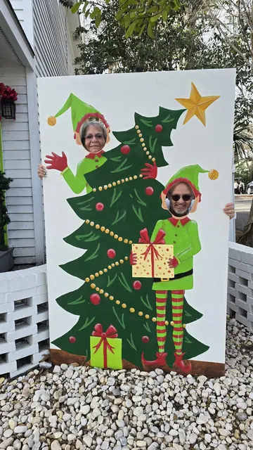 Getting silly with an elf photo cutout.