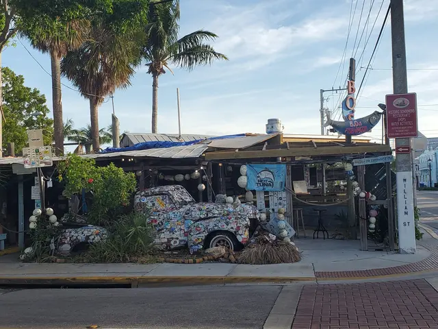 B.O.'s Fish Wagon - a Key West institution, covered in stickers and local flavor.