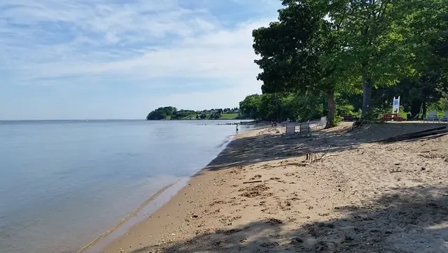 scenic sandy beach along shoreline