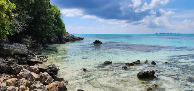 Postcard-perfect turquoise water along the Riviera Maya coast.