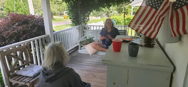 Morning coffee and conversation on the porch with a friend