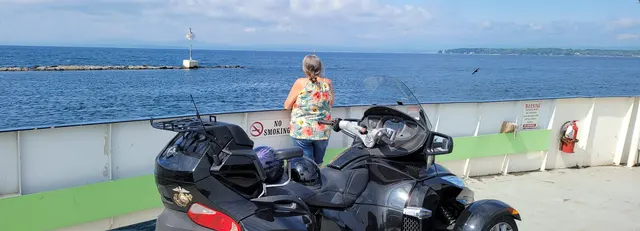 Enjoying the breeze on the Lake Champlain ferry crossing