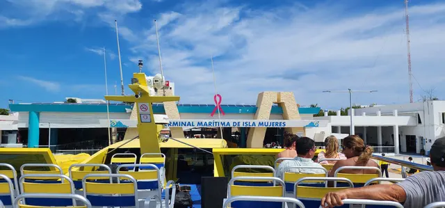 Departing the Isla Mujeres ferry terminal after another island visit.
