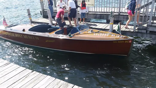 New Hampshire Boat Museum - antique wooden Hacker Craft on Lake Winnipesaukee