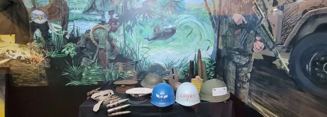 A military history exhibit on the way home