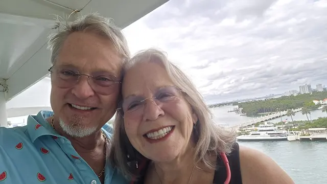 Embarkation day selfie in Miami as the transatlantic adventure begins.
