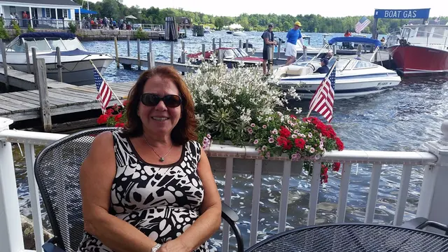 Wolfeboro's landmark clock tower seen from the water