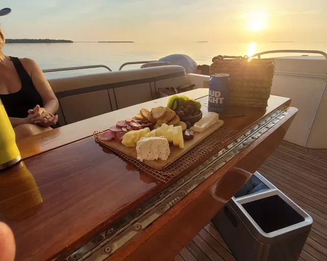 A sunset spread aboard the boat