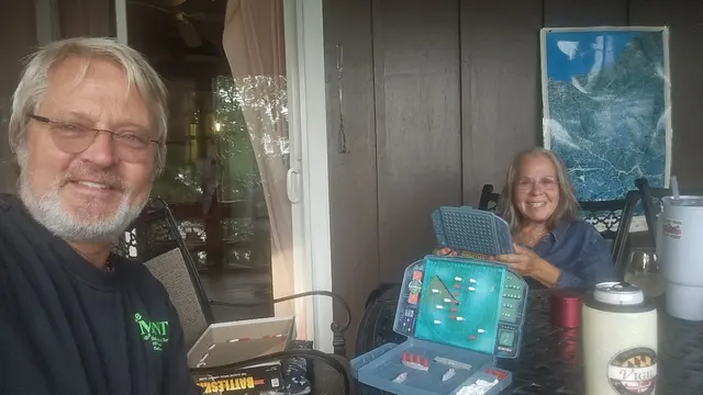 Playing Battleship on the deck