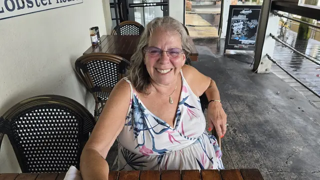 Lori enjoying lunch at the Lobster House.