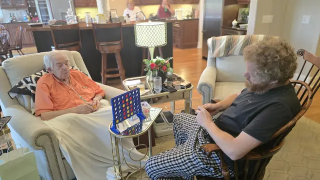 A game of Connect Four with Dad.