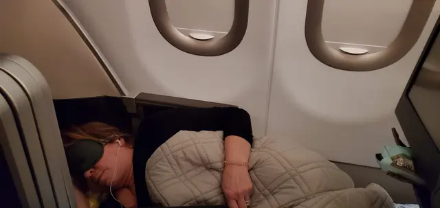 Trying to sleep on the overnight flight over