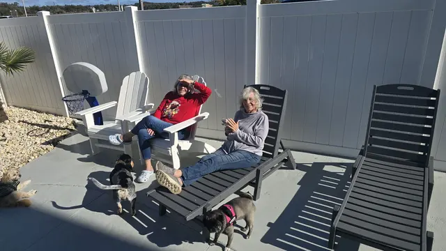 Sunny afternoon on the patio with the pups.