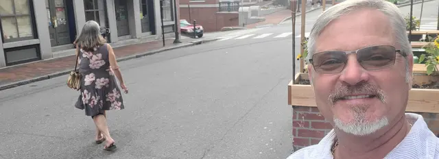 John and Lori strolling through town