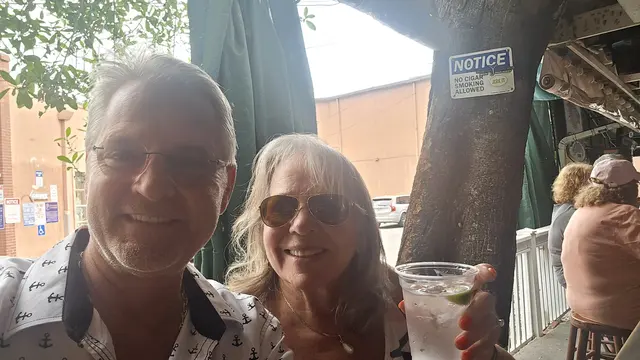 Kicking off the trip with a drink at a Key West bar.