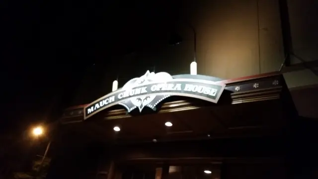 The historic Mauch Chunk Opera House lit up at night