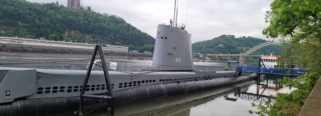 The USS Requin submarine on Pittsburgh's riverfront