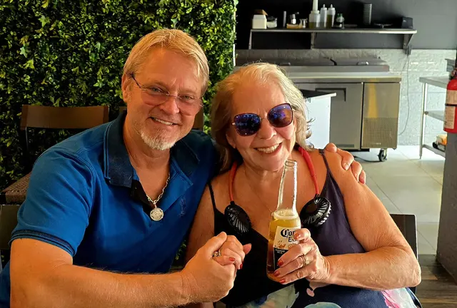 Toasting with a cold Corona in Old San Juan.