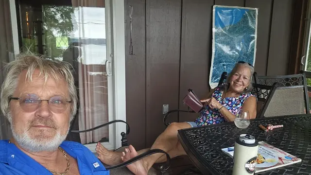 Relaxing on the screened deck