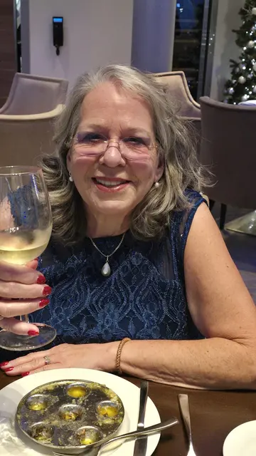 Lori dressed up for dinner in the main dining room.