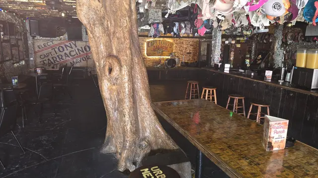 Inside historic Captain Tony's Saloon, dollar bills and all.