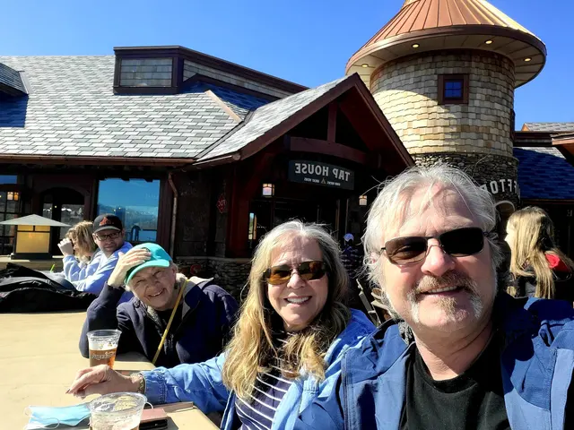 Group photo with friends at the mountaintop tap house